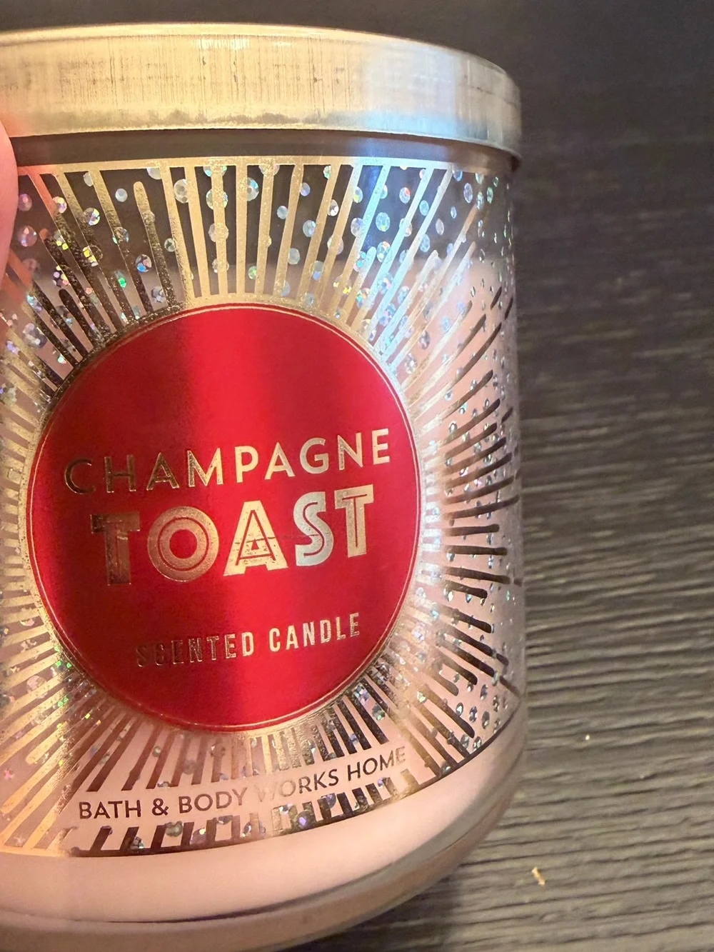 Bath & Body Works 3-Wick Candle Champagne Toast Glitter Lid Home Candle Unused